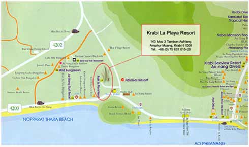 Map to Krabi La Playa Resort - Luxury Resort Aonang Krabi Thailand