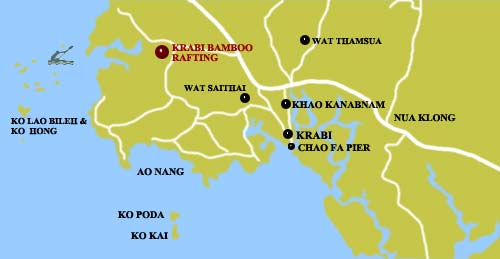 Map to Krabi Bamboo Rafting